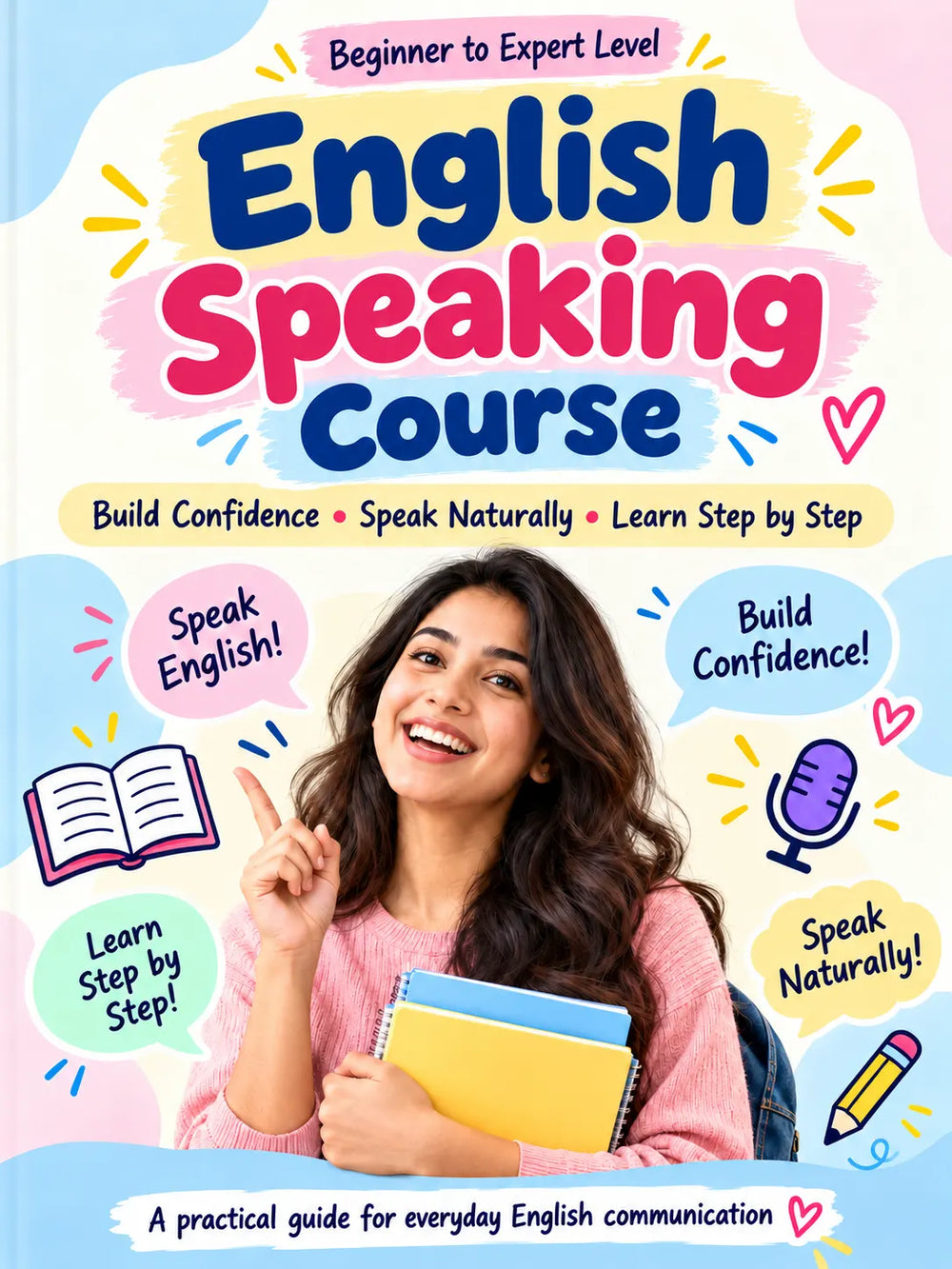 Student learning English with a practical ebook course